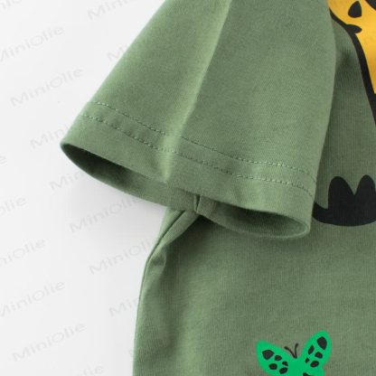 GIRAFFE Toddler Kid Boy Green Tee - image 4