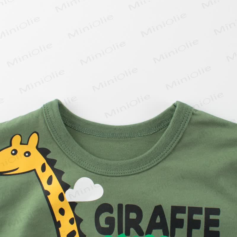 GIRAFFE Toddler Kid Boy Green Tee - image 3