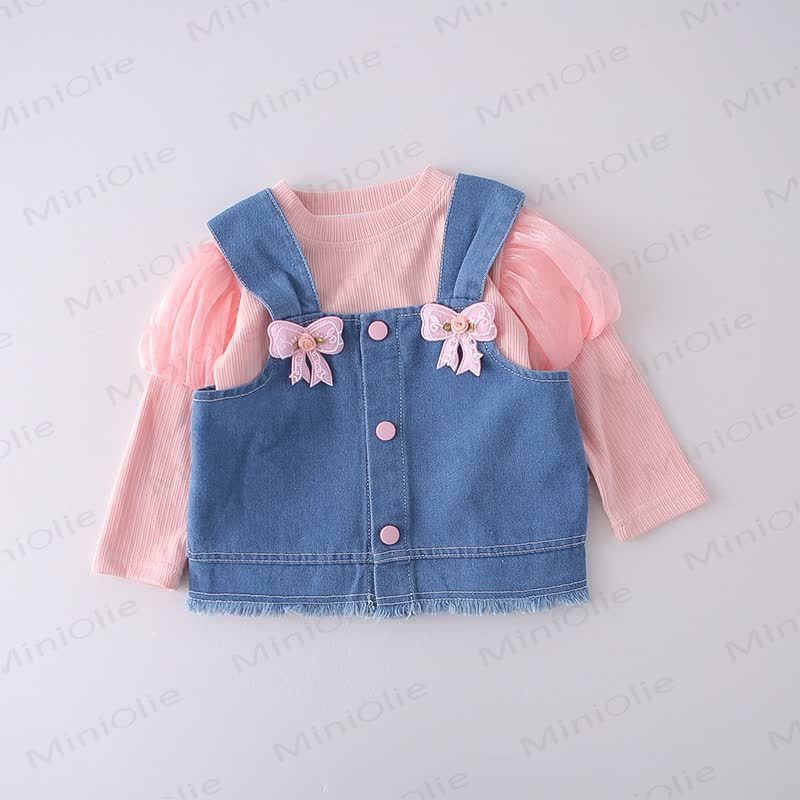 Toddler Girl Bow Denim 3-piece Set - image 5