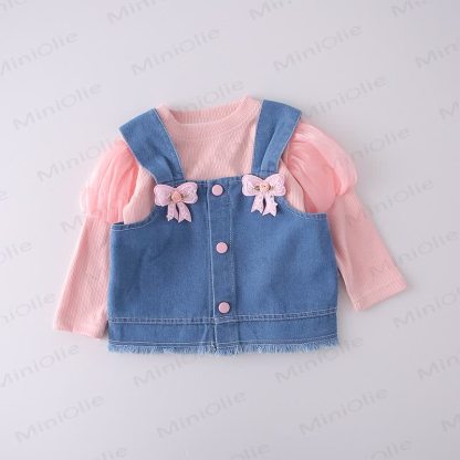 Toddler Girl Bow Denim 3-piece Set - image 5