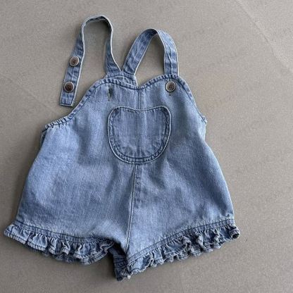 Baby Denim Pocket Ruffled Overalls - Blue - 2-3T - image 3