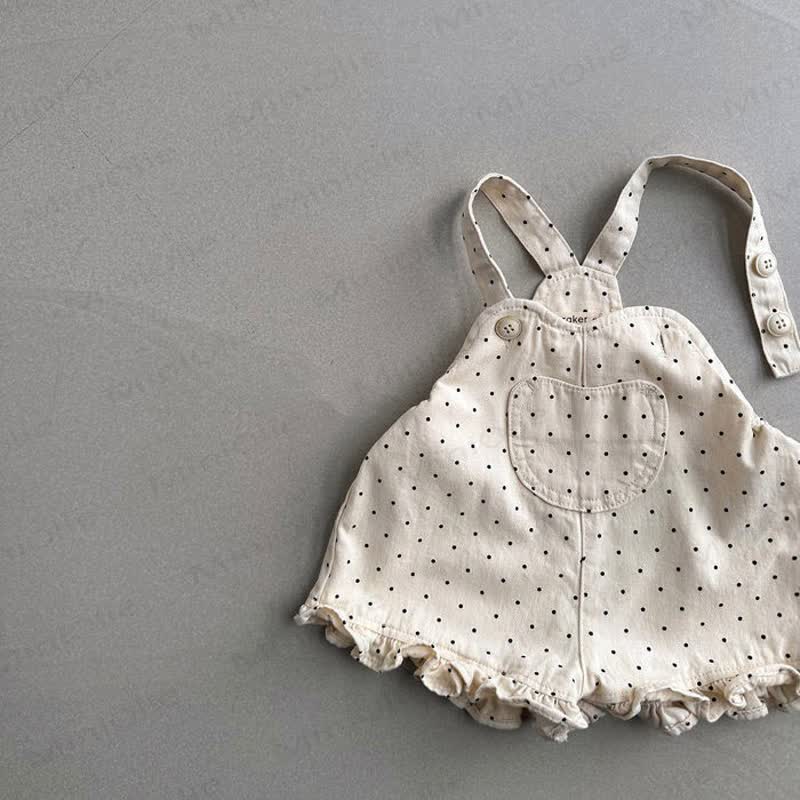 Baby Denim Pocket Ruffled Overalls - Beige - 2-3T - image 2