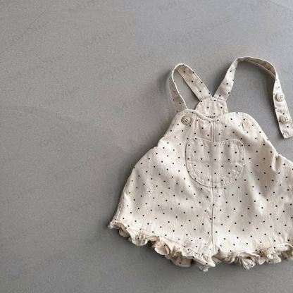 Baby Denim Pocket Ruffled Overalls - Beige - 2-3T - image 2