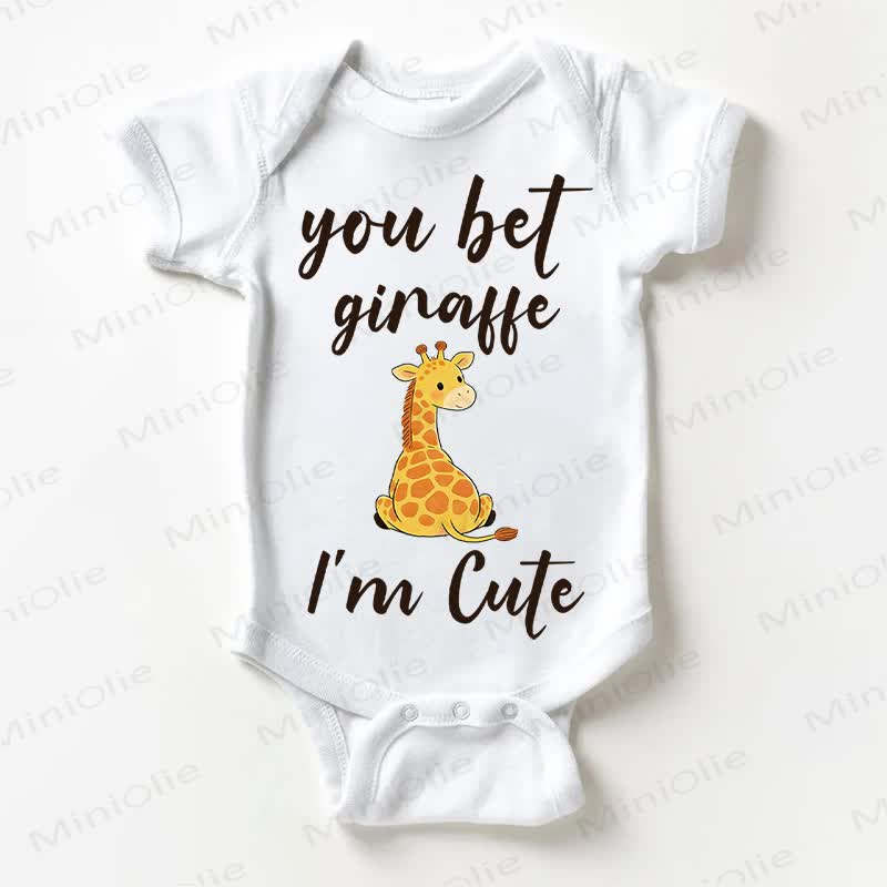 YOU BET GIRAFFE I'M CUTE Baby White Bodysuit - White - 18-24M - image 1