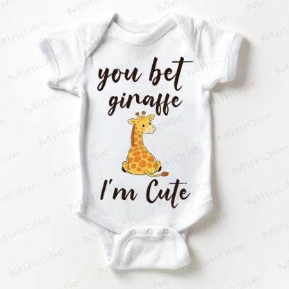 YOU BET GIRAFFE I'M CUTE Baby White Bodysuit - White - 18-24M - image 1