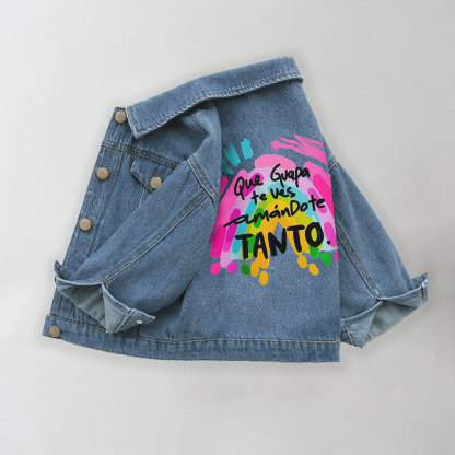 QUE GUAPA TE VES Toddler Kid Rainbow Denim Jacket - Blue - 10-11T - image 1