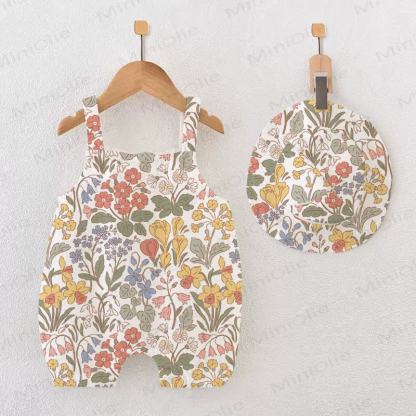 Baby Spring Flowers White Romper With Hat - White - 18-24M - image 1