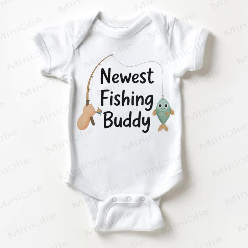 NEWEST FISHING BUDDY Baby White Bodysuit - White - 18-24M - image 1