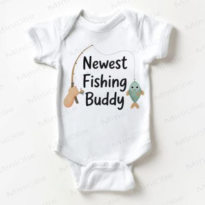 NEWEST FISHING BUDDY Baby White Bodysuit - White - 18-24M - image 1