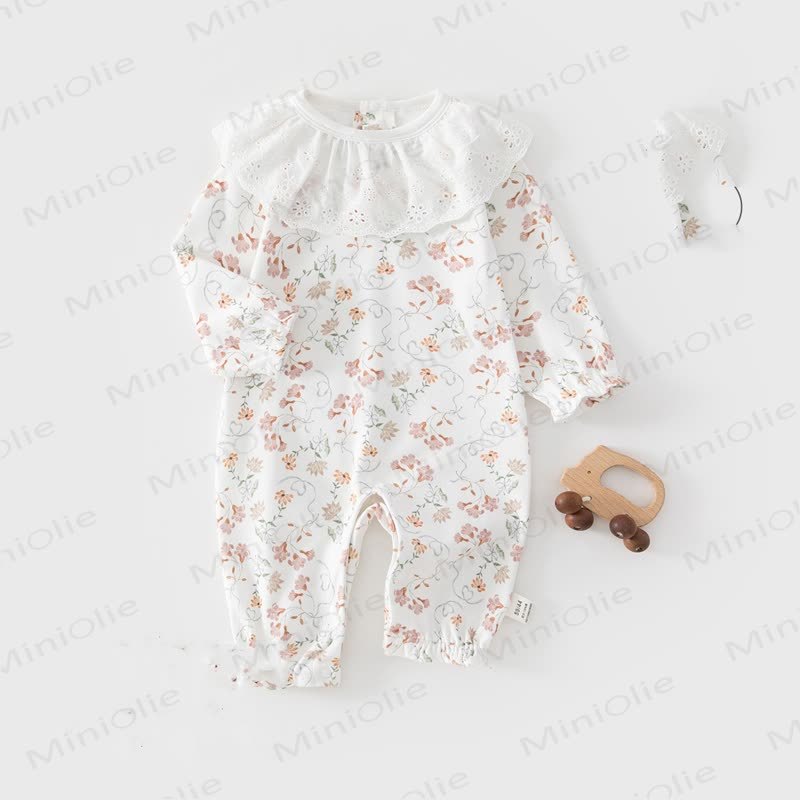 Baby Floral Lace Collar Romper - Yellow - 18-24M - image 2