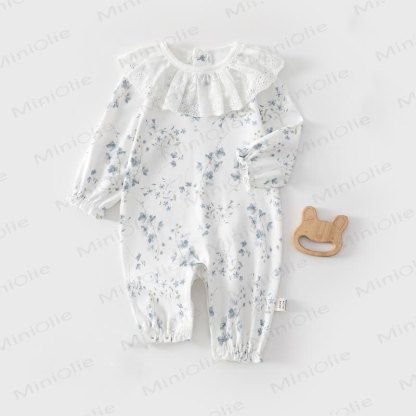 Baby Floral Lace Collar Romper - Blue - 18-24M - image 1