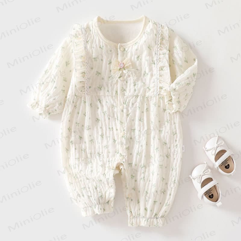 Baby Bow Dot Cotton Romper - Green - 18-24M - image 9