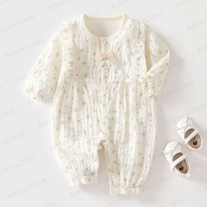 Baby Bow Dot Cotton Romper - Green - 18-24M - image 9