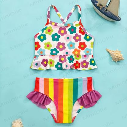 Toddler Flower Striped Swimsuit - image 2