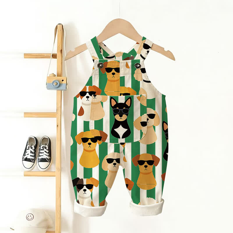 Baby Toddler Puppy Striped Overalls  - Beige - 3-5T - image 1