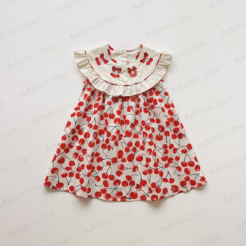 Toddler Girl Cherry Ruffle Collar Dress - image 6