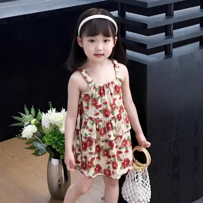 Toddler Girl Floral Ruffle Strap Dress - image 5