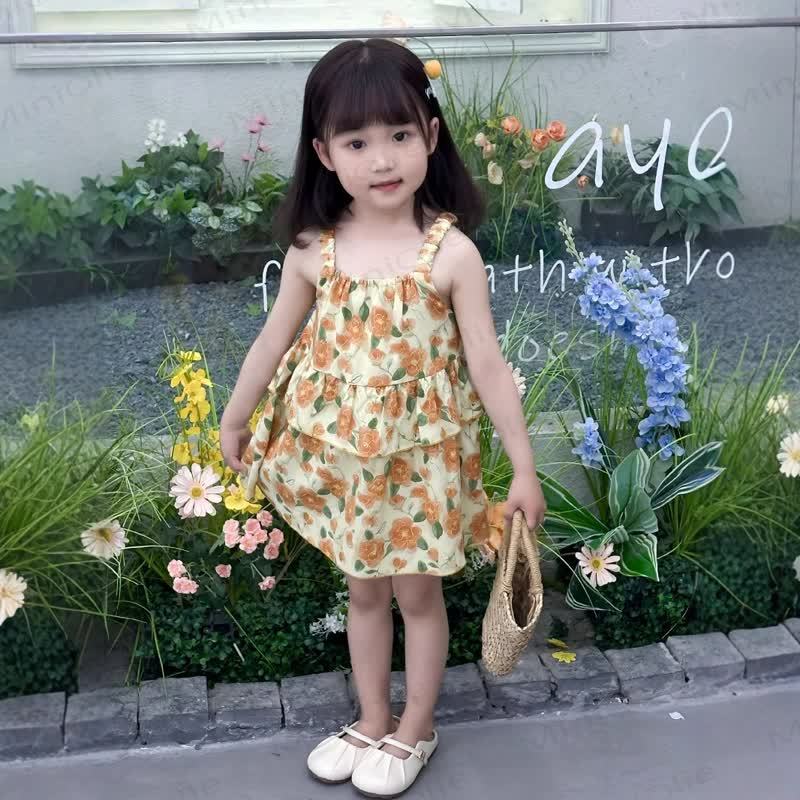 Toddler Girl Floral Ruffle Strap Dress - image 3