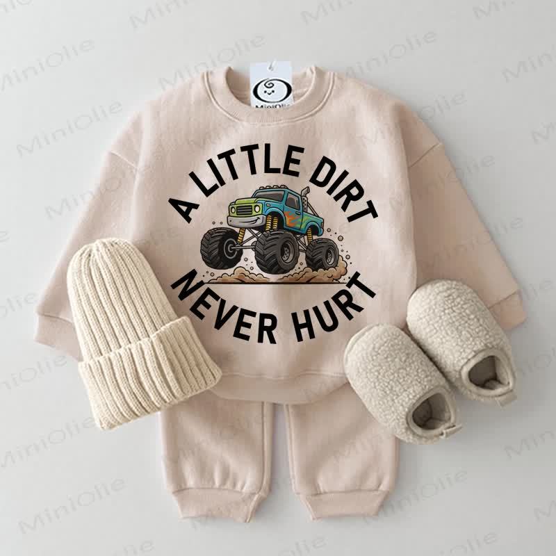 A LITTLE DIRT NEVER HURT Baby Sweatshirt 2-piece Set - Beige - 2-3T - image 1