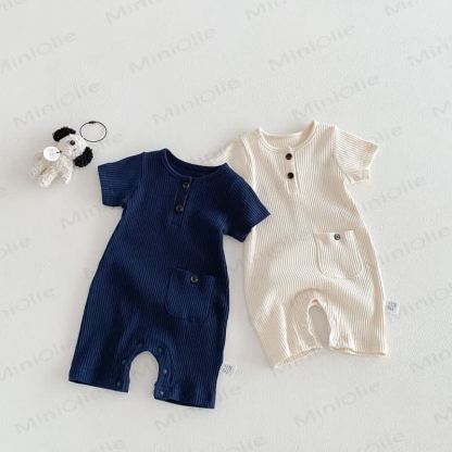 Baby Breathable Rib Pocket Romper - image 1