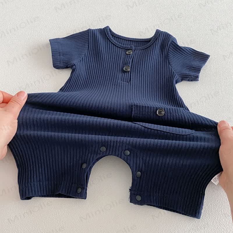 Baby Breathable Rib Pocket Romper - image 9