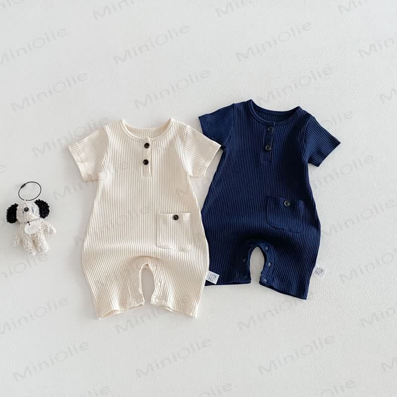 Baby Breathable Rib Pocket Romper - image 10