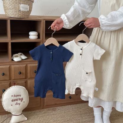 Baby Breathable Rib Pocket Romper - image 2