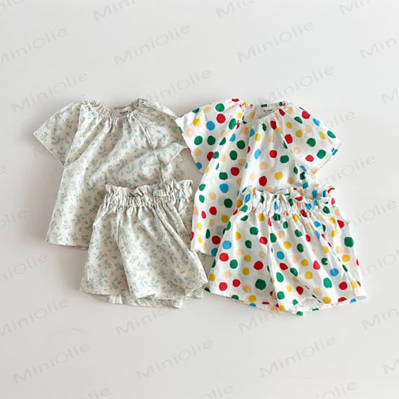 Toddler Polka Dot Breathable Cotton Lounge Dress Set - image 1