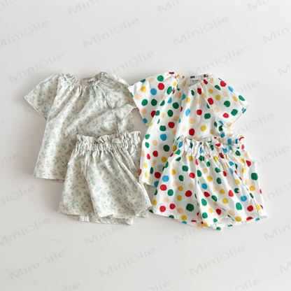 Toddler Polka Dot Breathable Cotton Lounge Dress Set - image 1