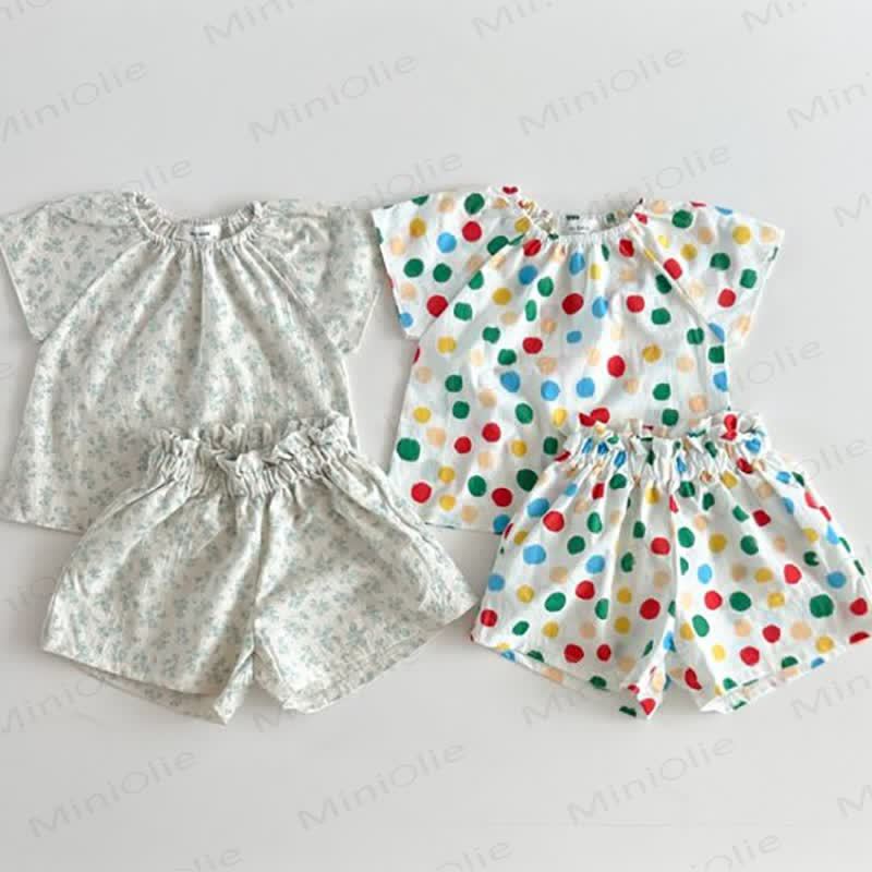 Toddler Polka Dot Breathable Cotton Lounge Dress Set - image 2