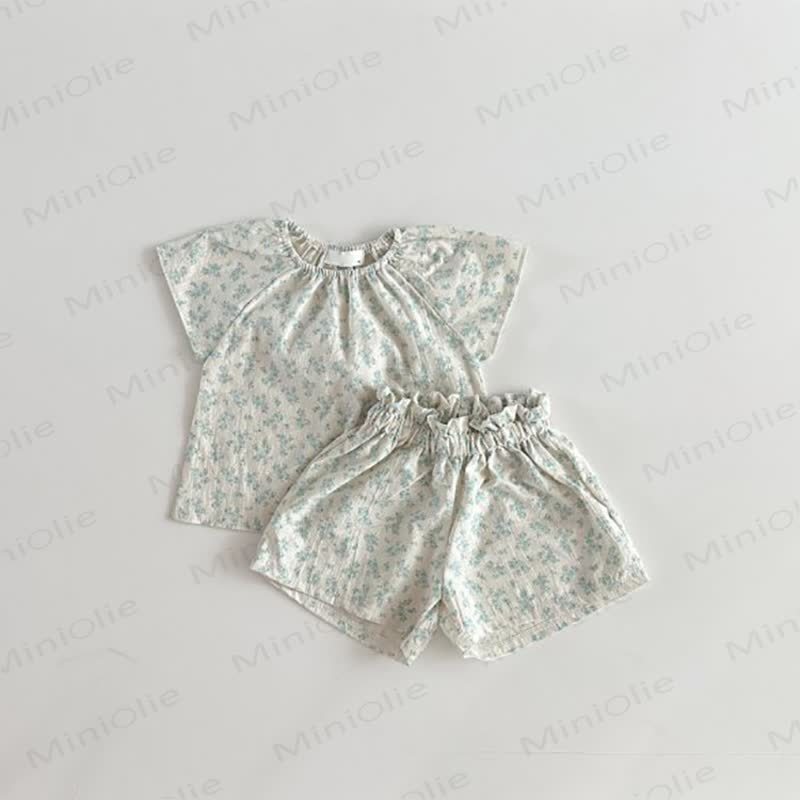 Toddler Polka Dot Breathable Cotton Lounge Dress Set - Floral - 6-7T - image 3