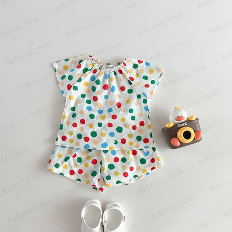 Toddler Polka Dot Breathable Cotton Lounge Dress Set - image 4