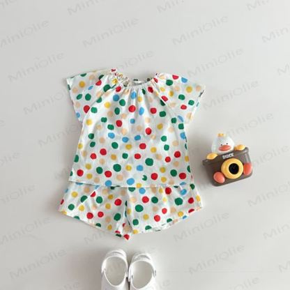 Toddler Polka Dot Breathable Cotton Lounge Dress Set - image 4