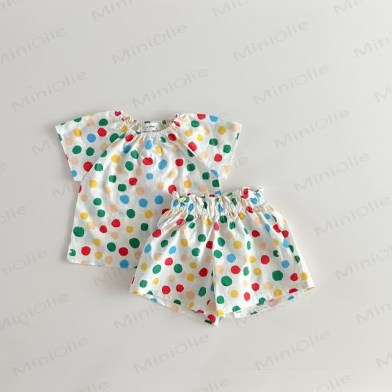 Toddler Polka Dot Breathable Cotton Lounge Dress Set - Dot - 6-7T - image 7