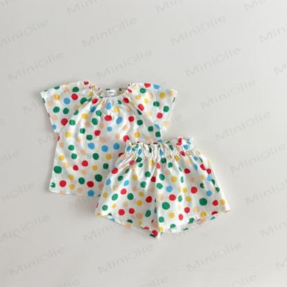 Toddler Polka Dot Breathable Cotton Lounge Dress Set - Dot - 6-7T - image 7