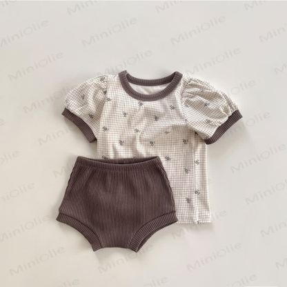 Baby Floral Top and Shorts Rib Set - Brown - 2-3T - image 9