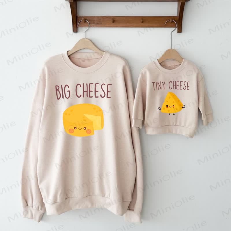  BIG/TINY CHEESE Family Sweatshirt - Beige - Adult Sweatshirt: XL - image 1