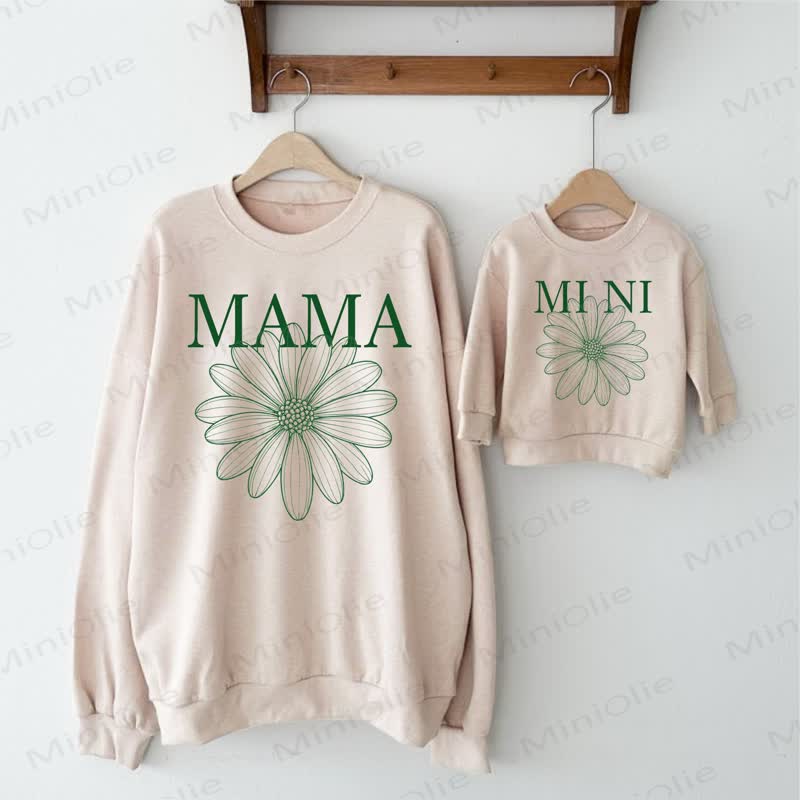 MAMA/MINI Family Flower Sweatshirt - Beige - Adult Sweatshirt: XL - image 1