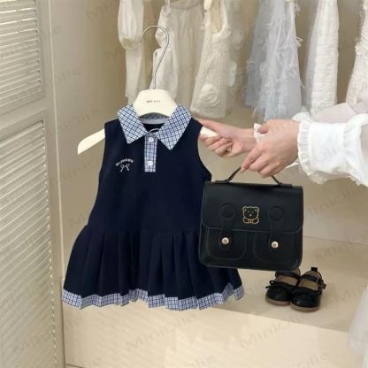 Baby Toddler Girl White Polo Dress - Navy Blue - 8-9T - image 2