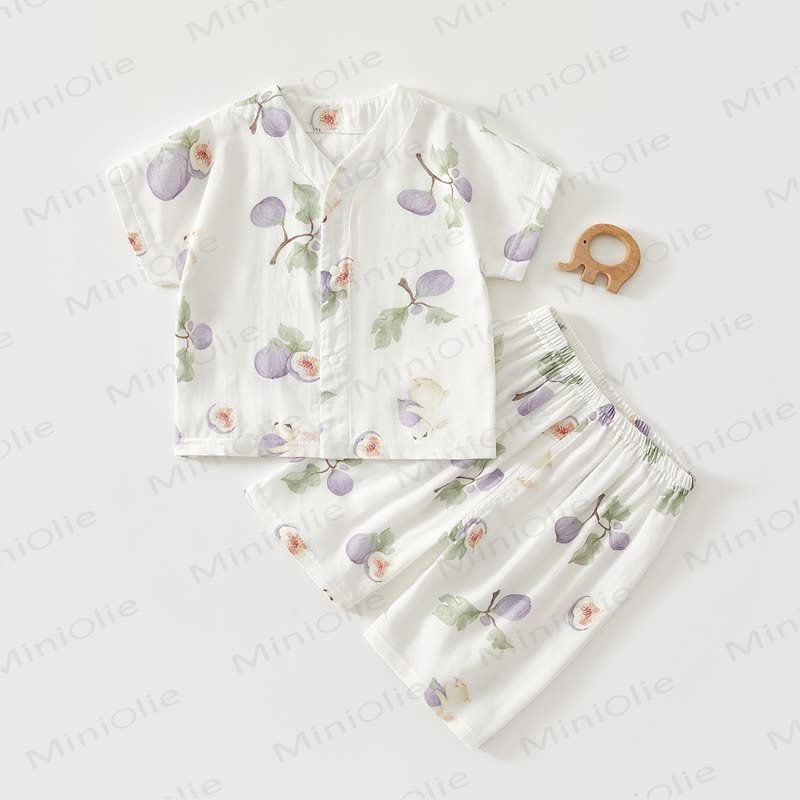 Baby Breathable Gauze Fruit Animal Print Set - Fig - 18-24M - image 1