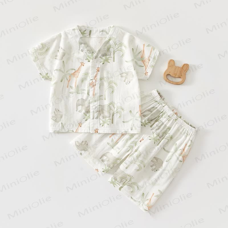 Baby Breathable Gauze Fruit Animal Print Set - Giraffe - 18-24M - image 2