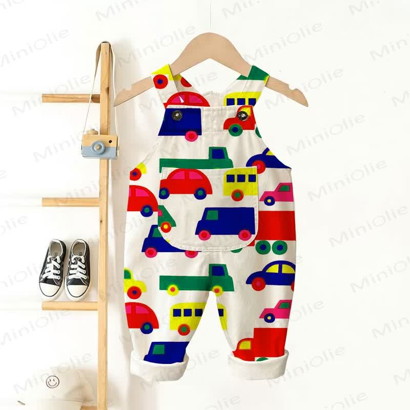 Baby Toddler Vehicle Color Block Overalls  - Beige - 3-5T - image 1