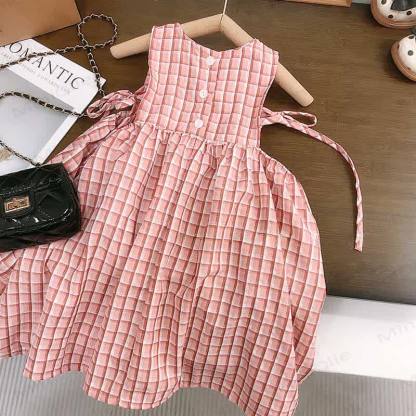 Toddler Girls Plaid Belted Dress - Red - 8-9T - image 1