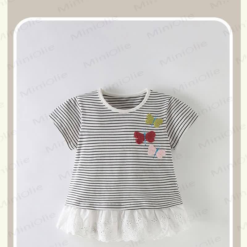 Toddler Girl Striped Butterfly T-shirt - image 1