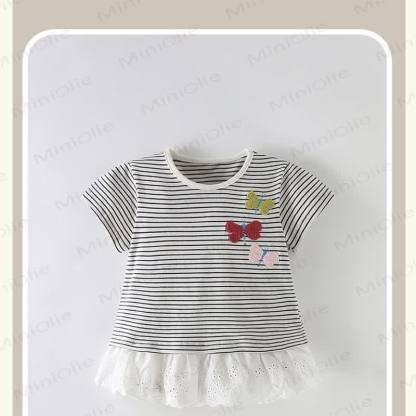 Toddler Girl Striped Butterfly T-shirt - image 1