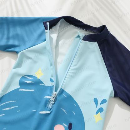 BIG SHARK Toddler Dolphin Zip Front Quick Dry Swim Dress Romper - image 2