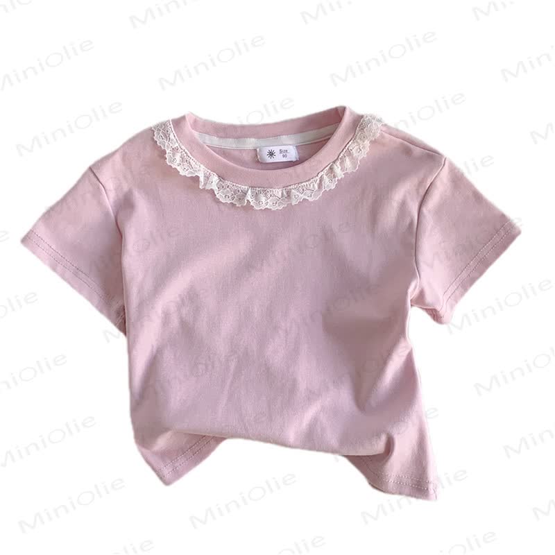 Toddler Girl Lace Collar Short Sleeve T-shirt - image 9