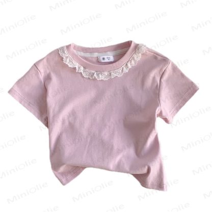 Toddler Girl Lace Collar Short Sleeve T-shirt - image 9