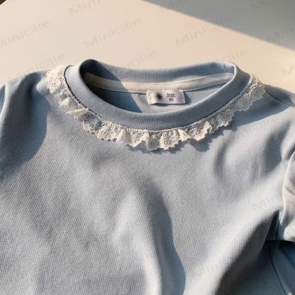 Toddler Girl Lace Collar Short Sleeve T-shirt - image 7