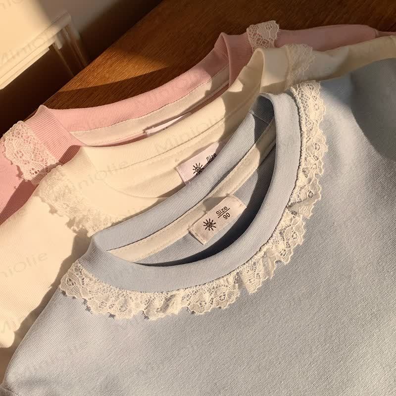 Toddler Girl Lace Collar Short Sleeve T-shirt - image 5